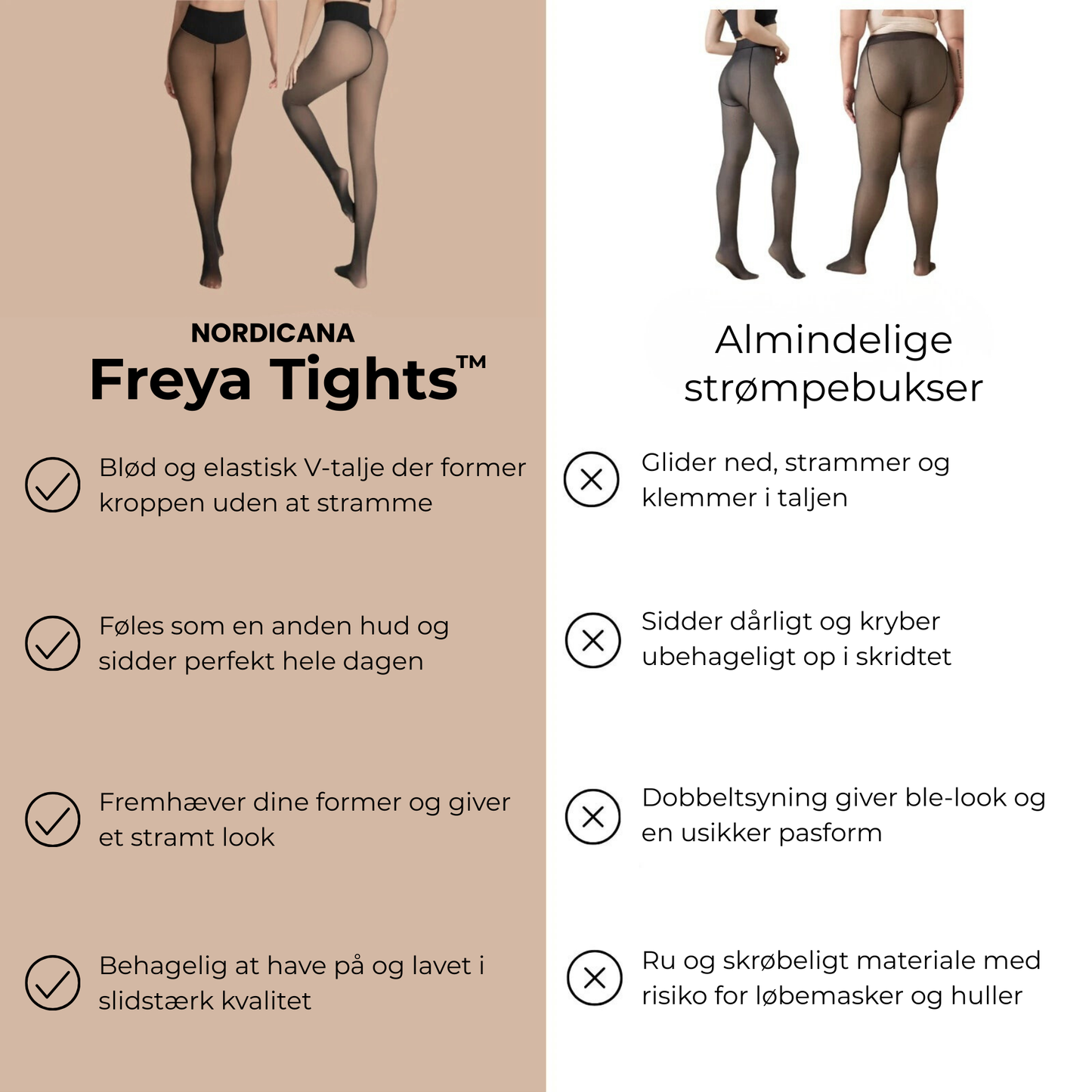 Freya Tights™ - Fleecelined shaping strømpebukser til vinter